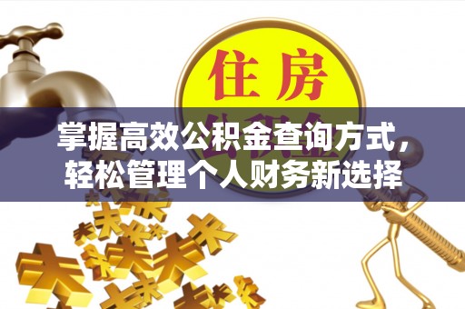 顺德掌握高效公积金查询方式，轻松管理个人财务新选择