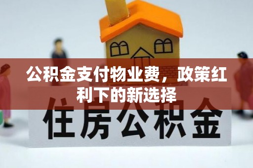 顺德公积金支付物业费，政策红利下的新选择