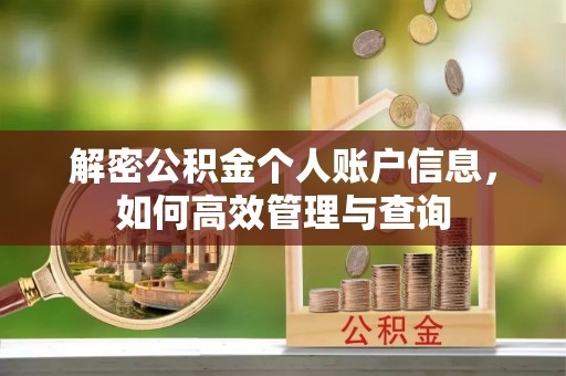 顺德解密公积金个人账户信息，如何高效管理与查询