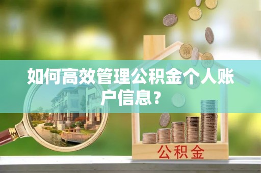 顺德如何高效管理公积金个人账户信息？
